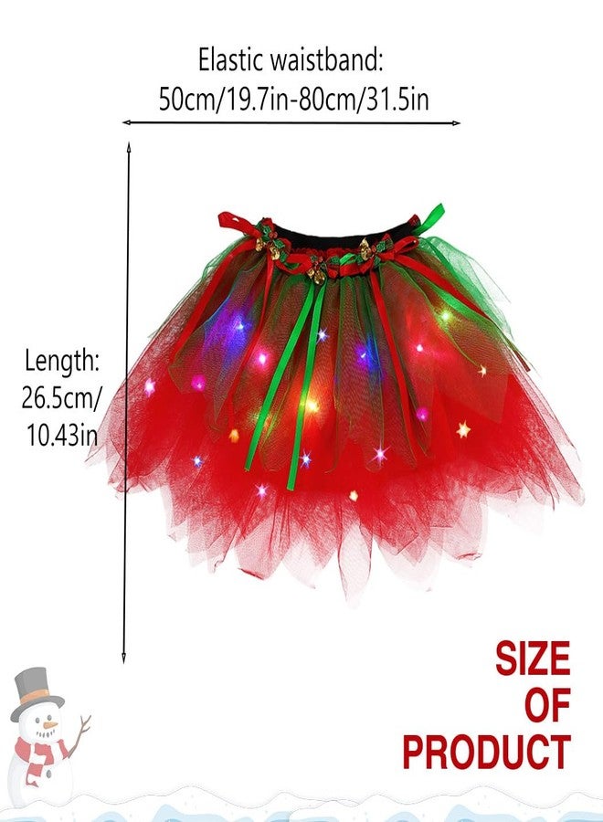 ايفينت تنورة توتو مضيئة لعيد الميلاد من إيرنت، مزينة بفيونكة وأجراس عيد الميلاد، تنورة باليه من التول، زي تنكري لحفلات العطلات، تنورة توتو حمراء - Image 4